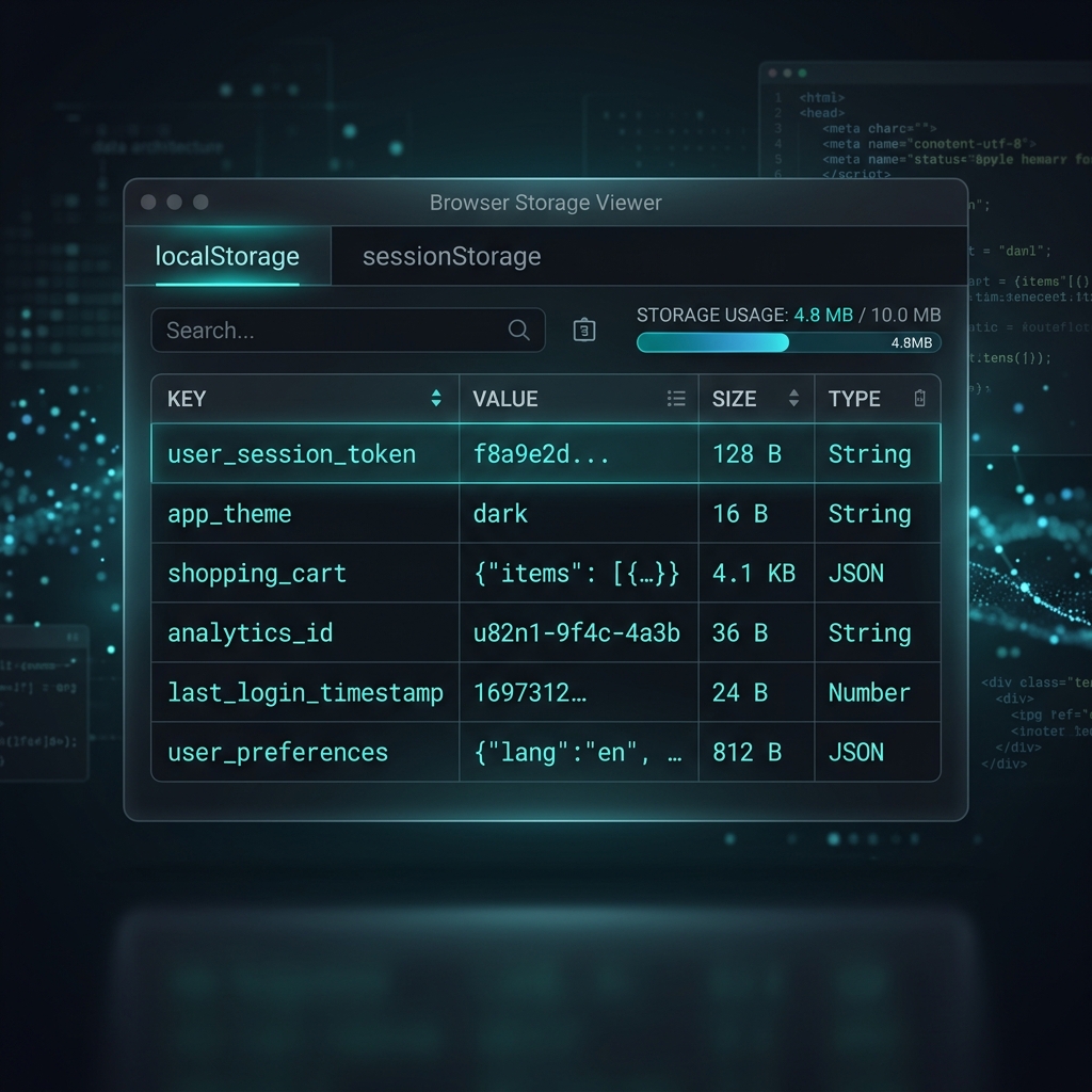 Browser Storage Viewer: Explore localStorage and sessionStorage Visually